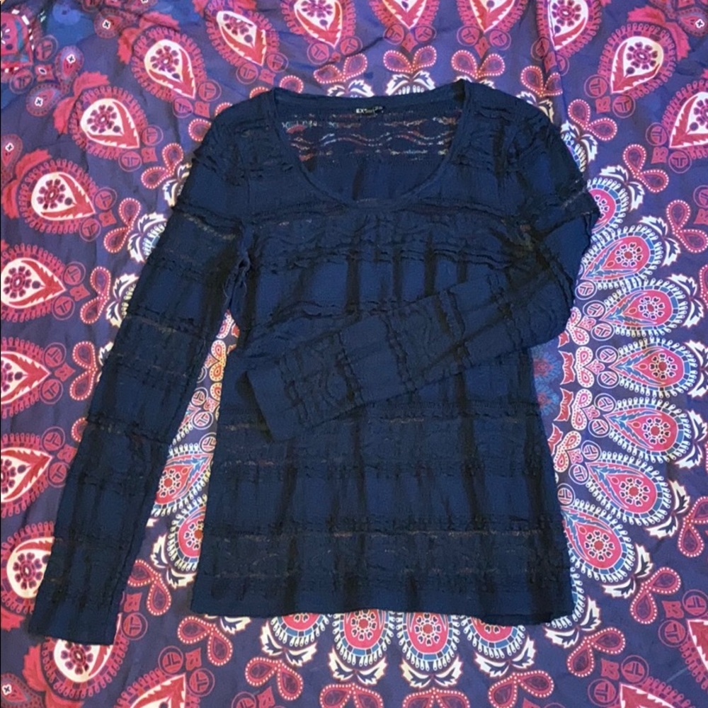Long sleeve lace shirt navy
